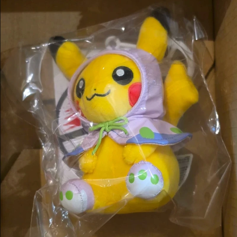 authentic-pokemon-unrelated-weather-series-plush-charm-keychain-cute-pikachu-slowpoke-psyduck-soft-stuffed-home-decor-for-fans