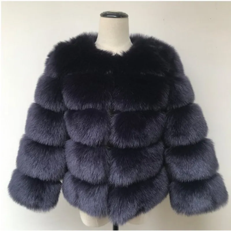 

Elegant Faux Mink Fur Short Coat Women O-neck Crop Long Sleeve Artificial Fox Fluffy Lady Jacket 2024 Winter Female Outwears