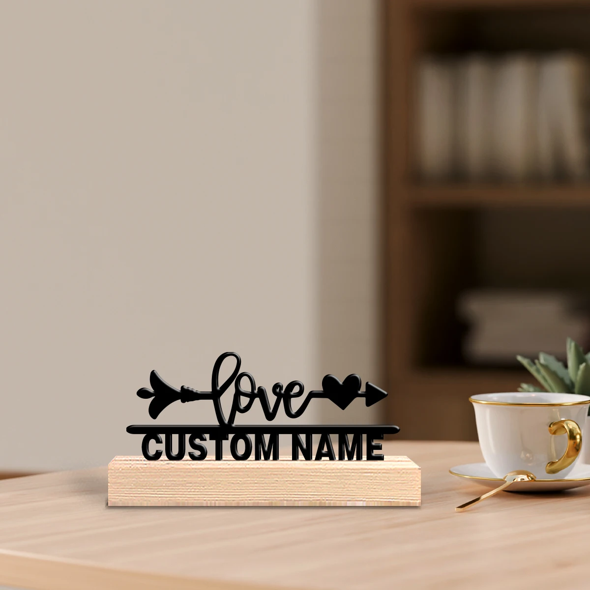 1pc Personalized Custom Love and Arrows Metal Statues With Wooden Base Tabletop Decoration Music Lover’s Gift with Wooden Base,