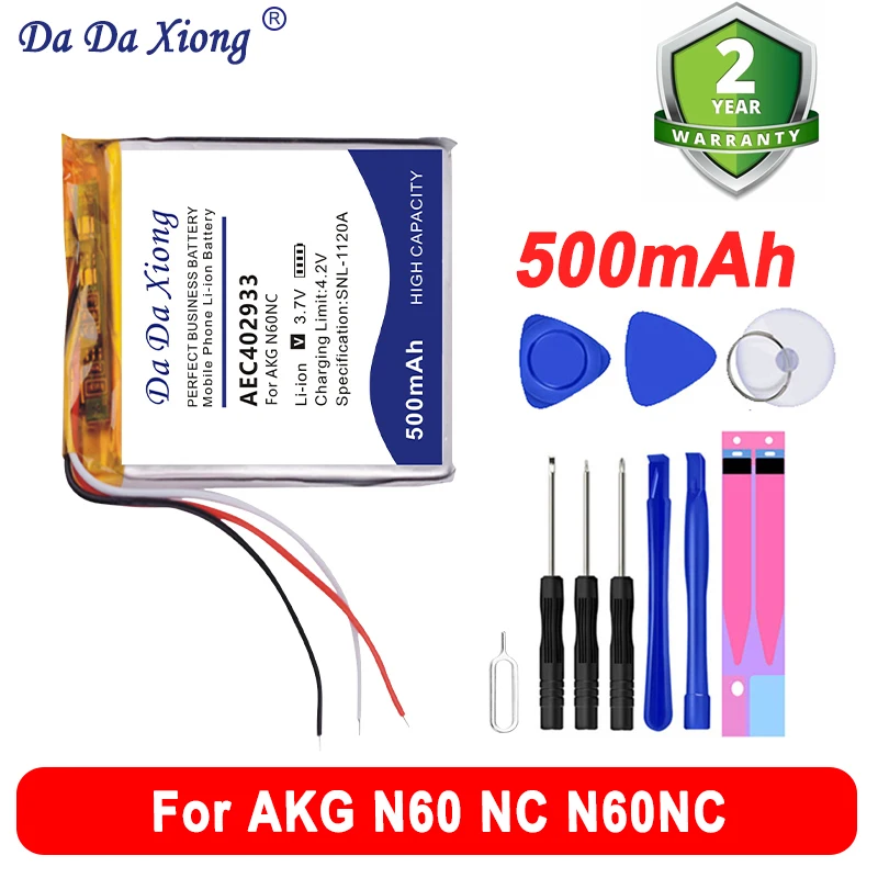 

High Quality 500mAh New AEC402933 Battery For AKG N60 NC N60NC Batteries + Free Kit Tools