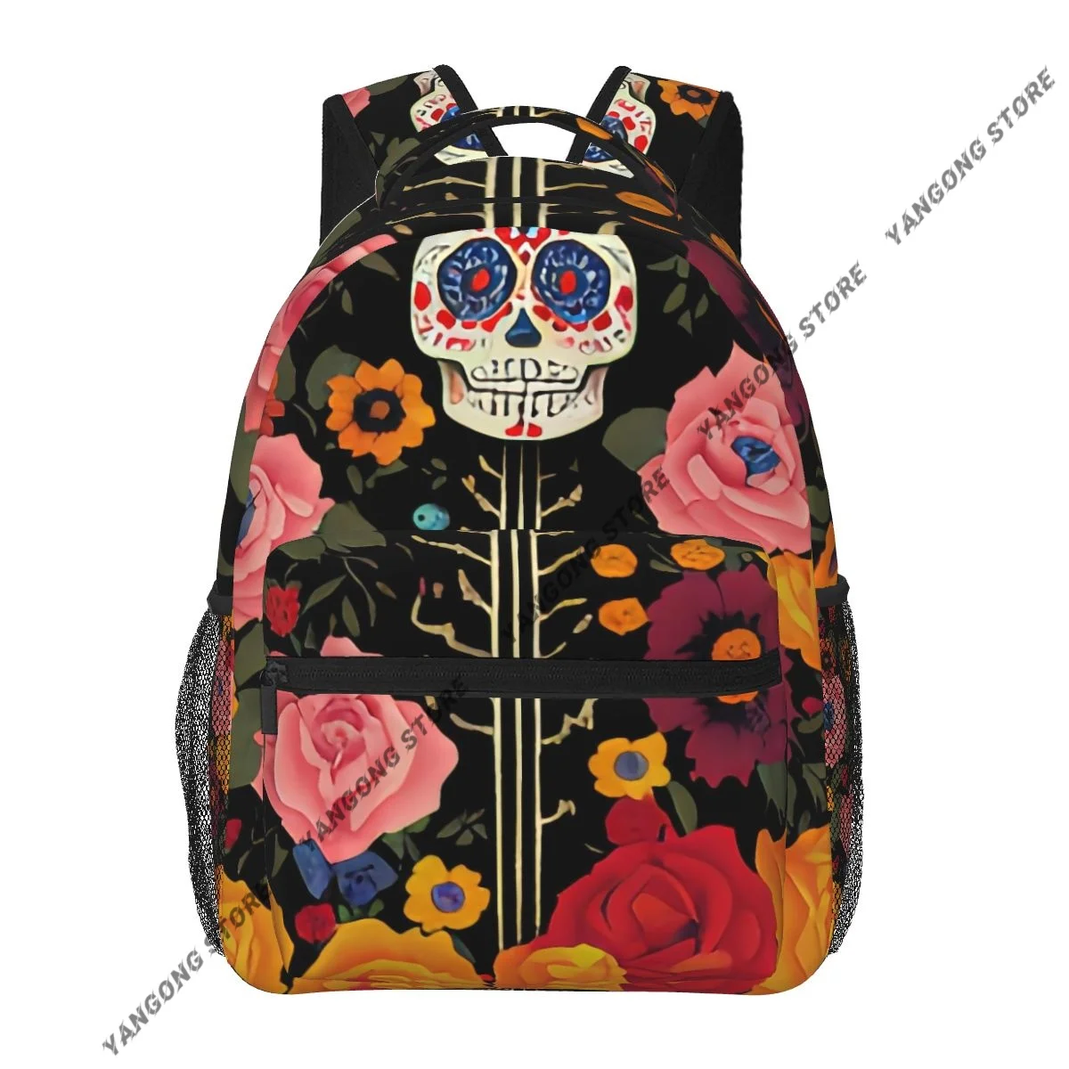 

Teenager Bookbag Backpack Travel Bag Dia De Muertos Illustration Backpack For Laptop School Bags