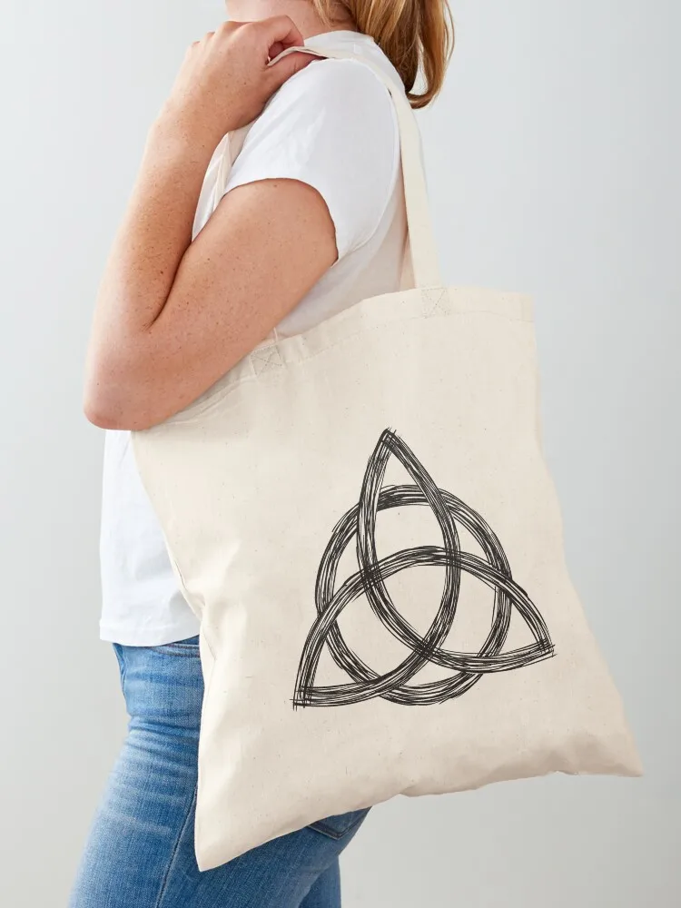 

Charmed Sign / Triquetra / Witches Knot / Witch Symbol Drawing for Spiritual Women Tote Bag Women's shopper bag Canvas
