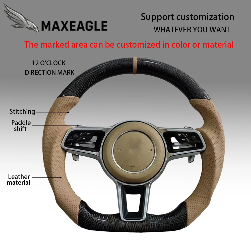 MAXEAGLE For BMW For Porsche 918 911 718 970 971 958 Panamera Cayenne Macan Caycan Taycan Boxster Steering Wheel