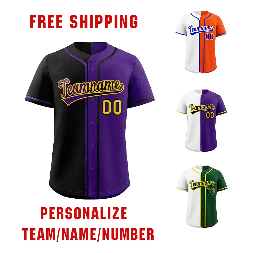 

Gradient Baseball Jerseys Split Baseball Jersey Button Down Shirt Sports Personalized Printed Name Number Logo For custom