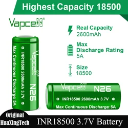 High Capacity Original Vapcell N26 INR 18500 Battery 2600mah 5A 3.7V VS N24 Cell Rechargeable Li-ion Battery For Camera Toys