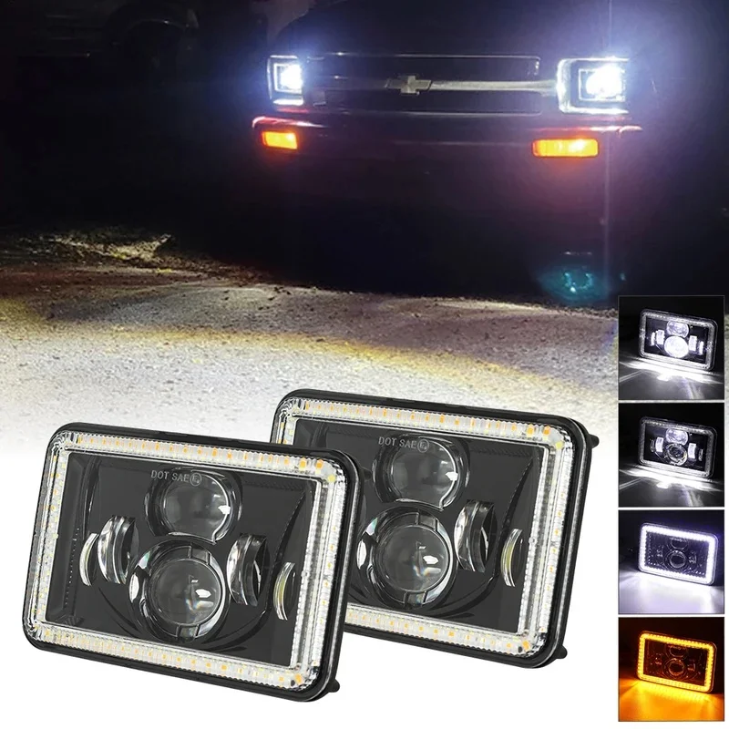 4x6-inch-80w-led-headlights-hi-lo-beam-with-white-amber-drl-for-h4651-h4652-h4656-h4666-car-truck-conversion-offraod