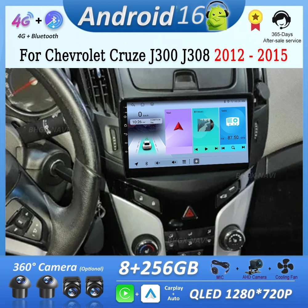 

Android 16 GPS Car Radio Multimedia Player for Chevrolet Cruze J300 J308 2012 2013 2014 2015 DSP Stereo 4G QLED Screen Head Unit