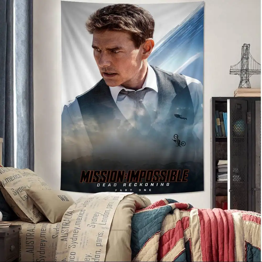 2023 Pop Movie Mission Impossible Cartoon Tapestry Wall Hanging Decoration Household Home Decor