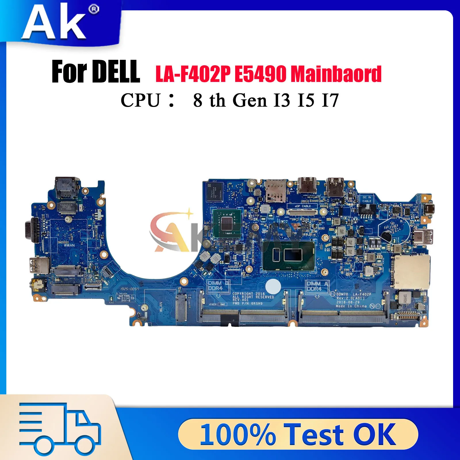 

Материнская плата LA-F401P для Dell Latitude E5490 с процессором i3 i5 i7 7th 8th 0C08DH 0M71FV 0NJFT2 08KN1W протестирована нормально