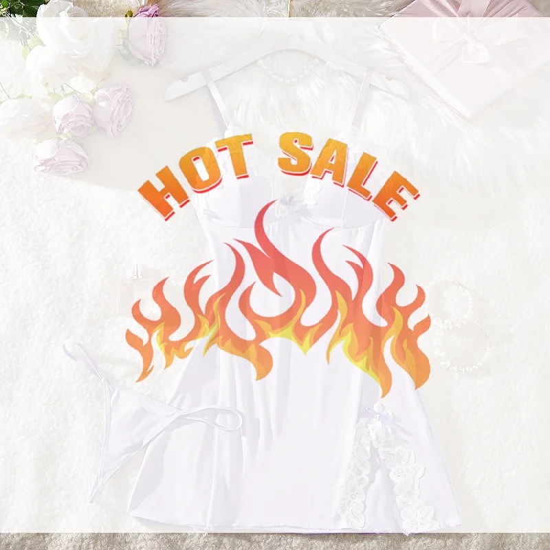 

Deep V Women Nightdress Sexy Lace Bow Lingerie Adult Dress Sleepdress Underwear Set Clothing