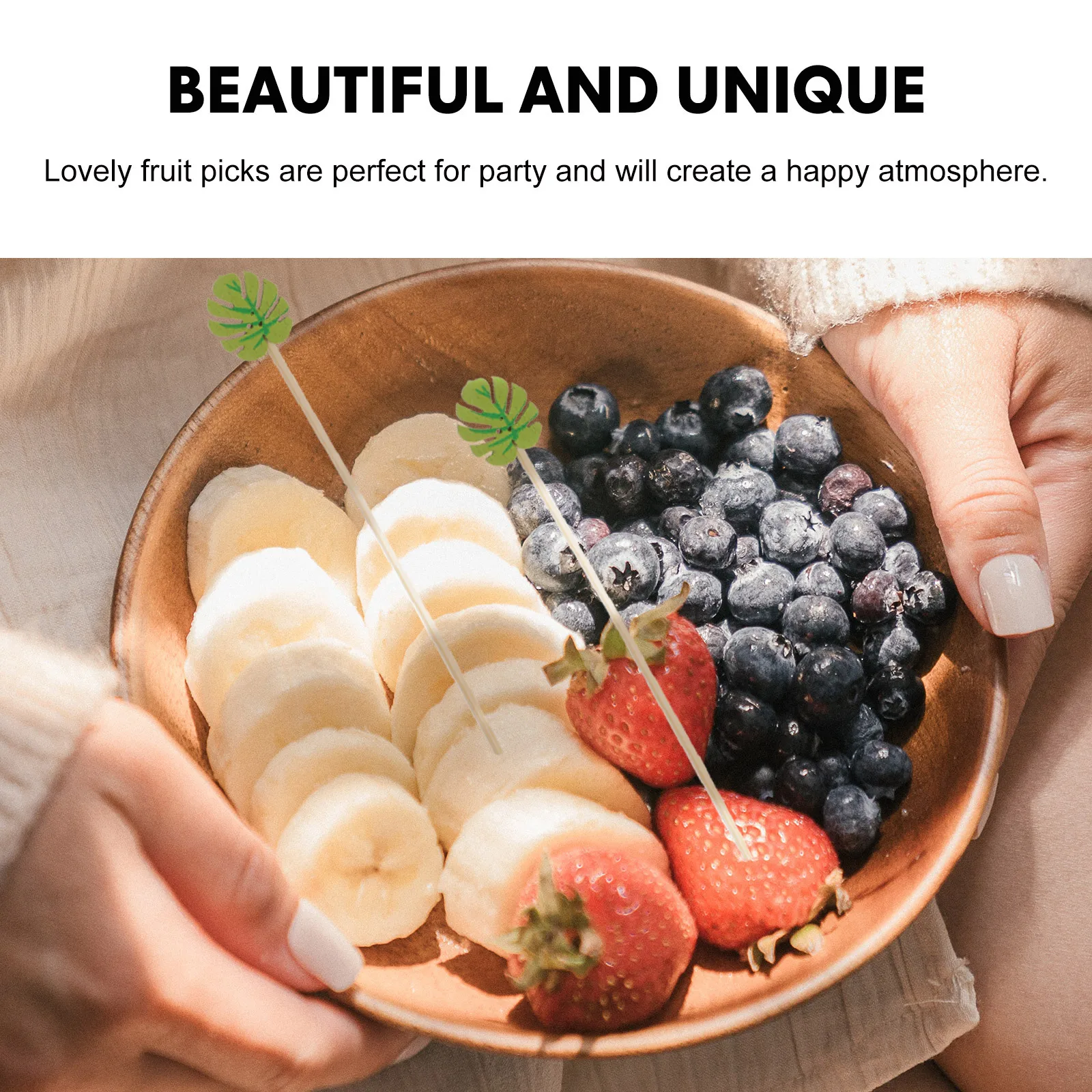 

100Pcs Wooden Disposable Fruit Picks Turtle Leaf Design Cocktail Party Food Snack Sticks Forks Disposable Food Picks