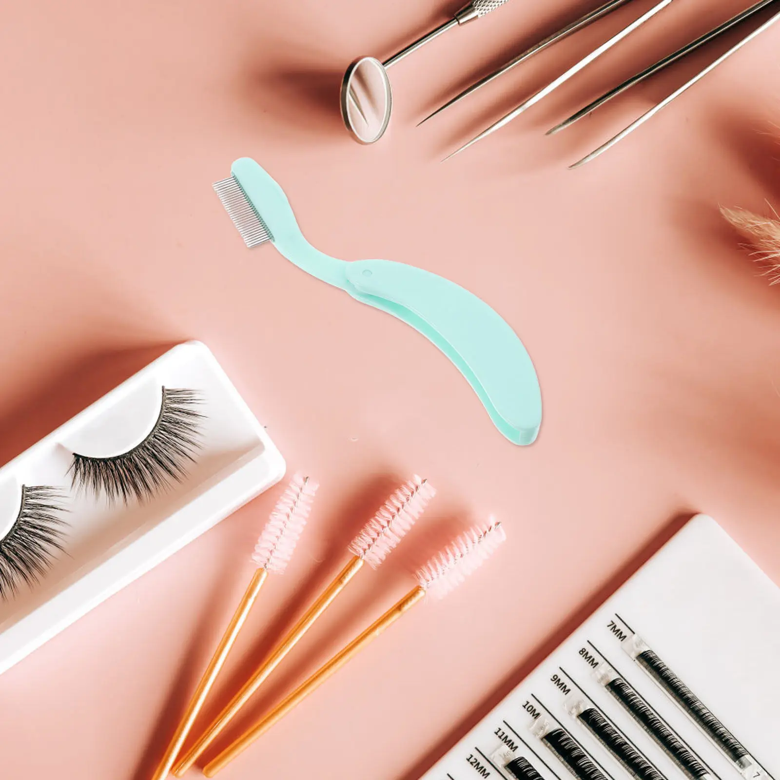 5Pcs Folding Eyelash Comb Metal Teeth Portable Lash Separator Eyebrow Grooming Tool Durable Makeup Accessory Lash Comb Separator