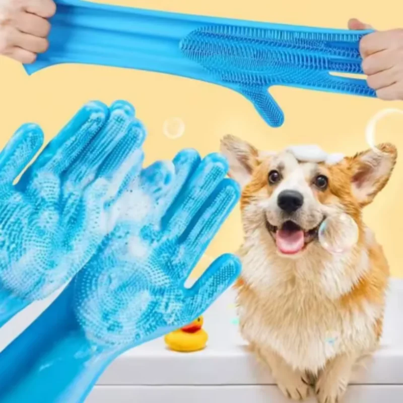 Silicone Cleaning Gloves Household Dishwashing Gloves Reusable Rubber Brush Gloves For Kitchen Washing Cleaning