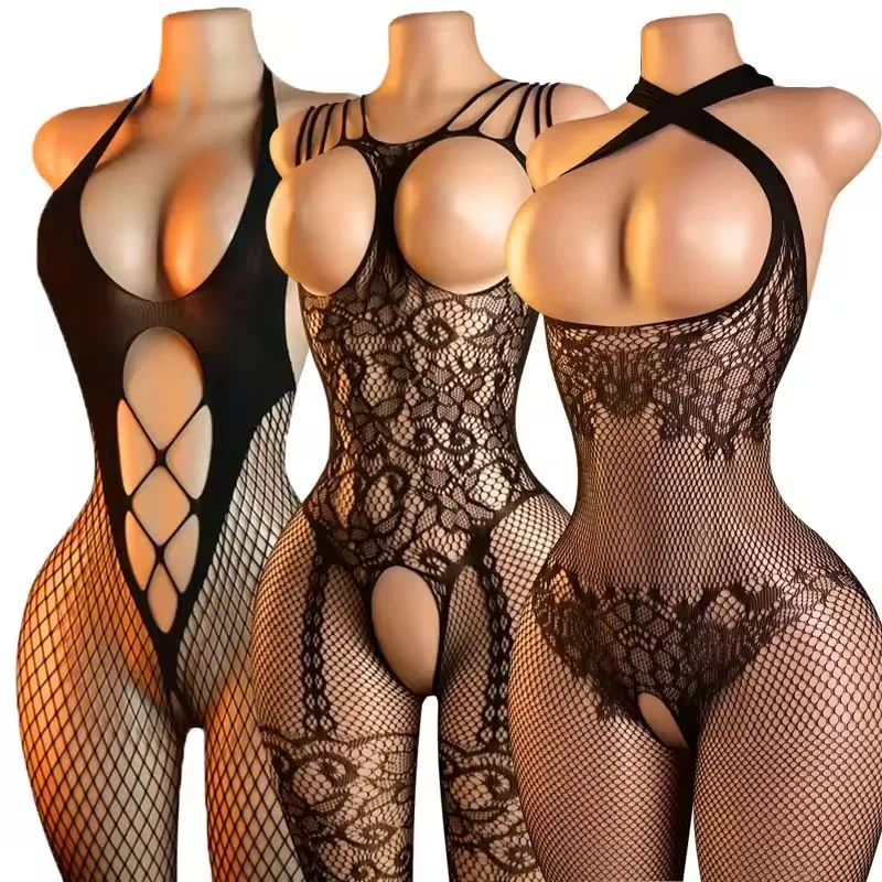 Open Bra  Lingerie Bodysuit Women Fishnet Crotchless Bodystocking for  See Through Nightwear
