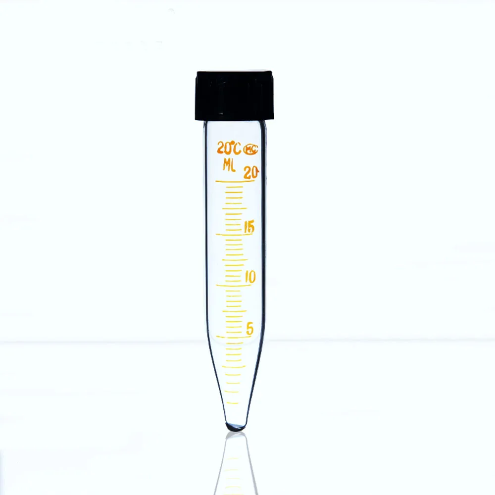 5Pieces/lot 20mL Glass Centrifuge Test Tube With Screw Cap Conical Bottom Lab Supplies