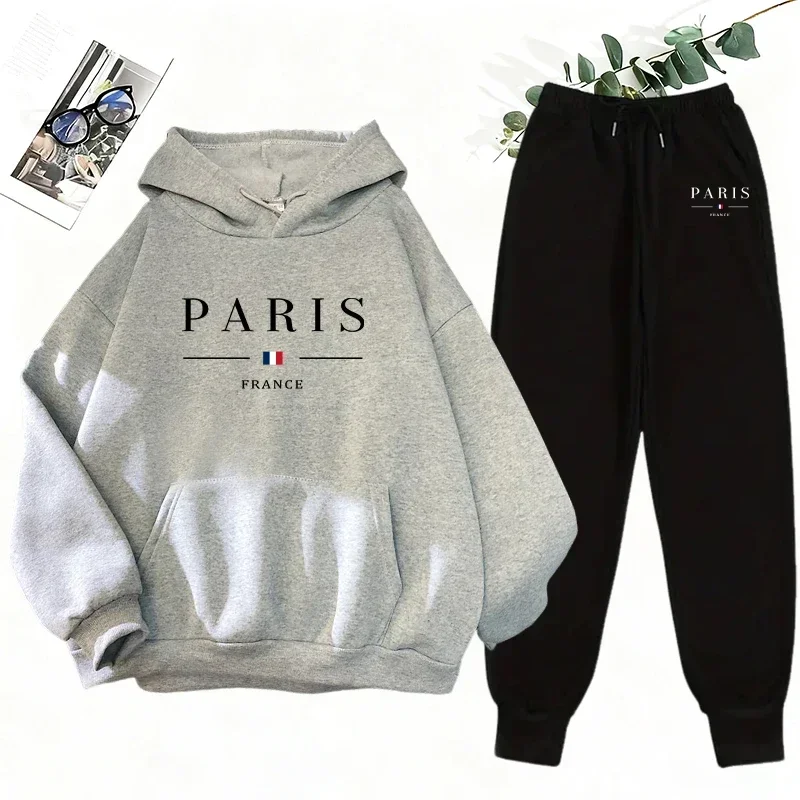 2026 Women 2 Piece Tracksuit Set Hoodie with Sweatpants Casual Lounge Wear Autumn Winter Outfit Street Style Fashion Sportswear