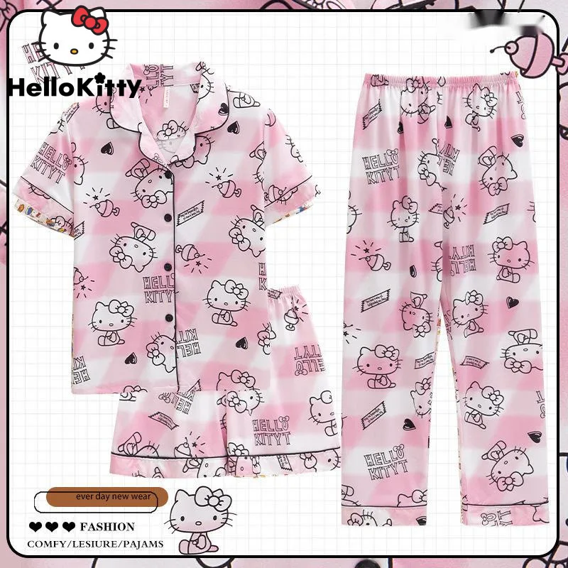 

Женская одежда для сна Sanrio, Hello Kitty Sweet Y2k, женская летняя Пижама с милым рисунком, новый комплект домашней одежды в Корейском стиле