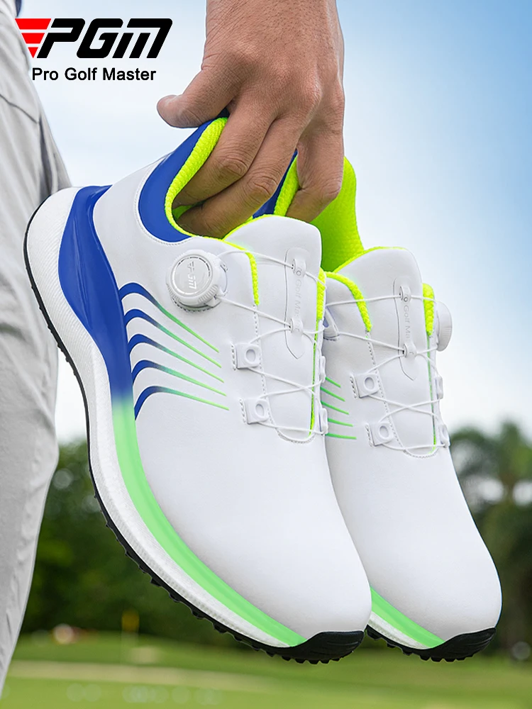pgm-golf-shoes-men's-shoes-casual-sports-shoes-super-soft-popcorn-midsole-knob-lace-super-waterproof-shoes-xz446