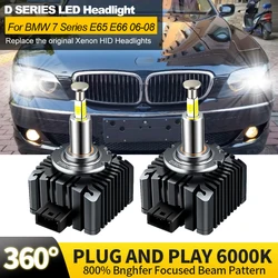 2PCS For BMW 7 Series E65 E66 750i 750Li 760Li 06-08 Xenon HID LED Headlights Bulb Replacement Low Beam Canbus 32000LM Plug&Play