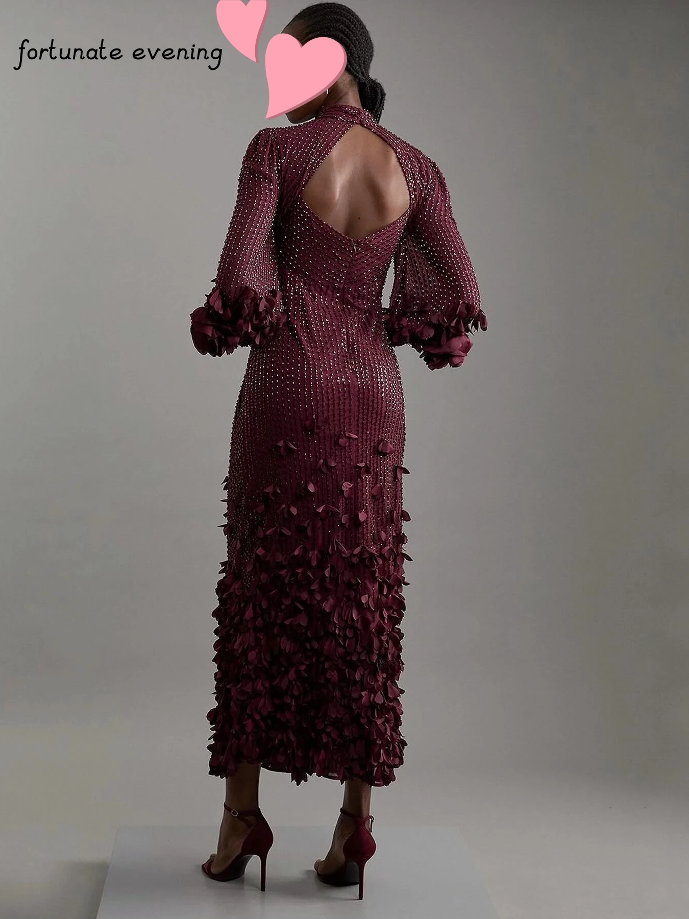 Fortunate Evening Elegant Vintage Sexy Beads Lace Flowers Applique Backless Formal Occasion Prom Dress Evening Party Gowns