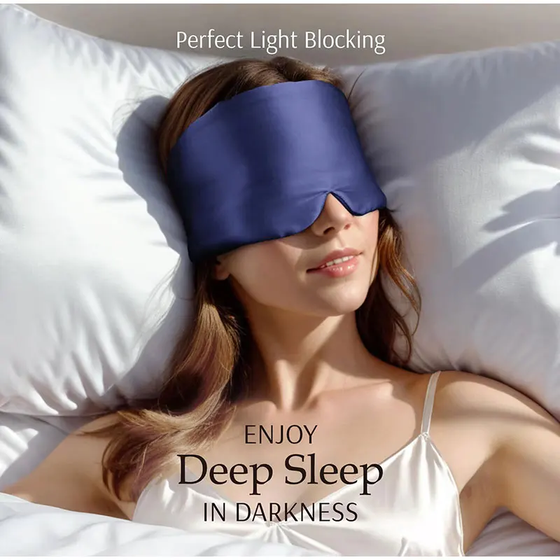 100% Maulbeerseide Schlafmaske Augenklappe Lichtblockierende Augenmaske für Reisen & Nickerchen Weiche Gepolsterte Schlafmaske Slaapmasker