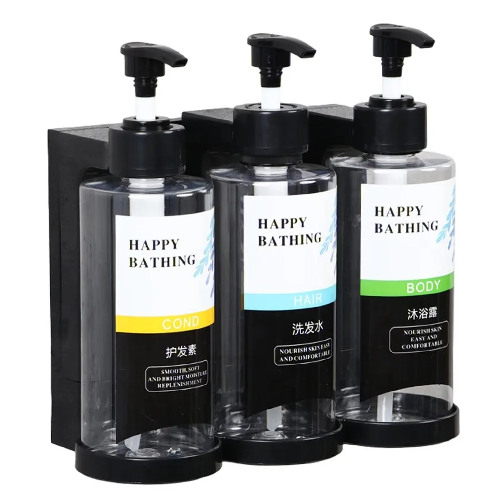 

Wall Mounted Manual Soap Dispensers No Punching Clear Bath Lotion Container Large Capacity Refillable Hand Sanitizer Jar Shampoo