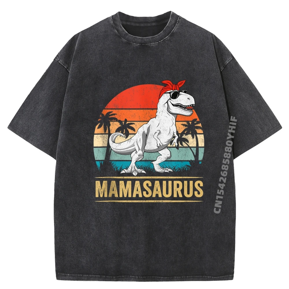 

Mamasaurus T Rex Dinosaur Mama Saurus Family Matching Black T Shirt Mans Printed Tshirt Illustration Washed Shirt