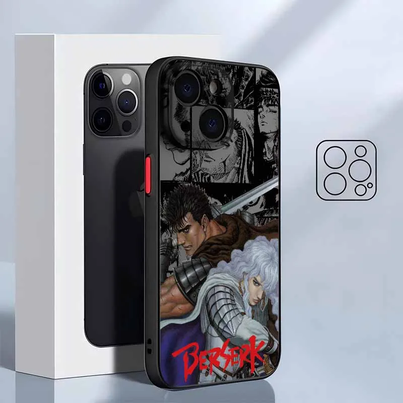 Berserk أنيمي لطيف آيفون 17 الهواء 16E 16 15 14 13 12 11 8 7 ميني برو ماكس زائد متجمد شفافة لينة جراب هاتف