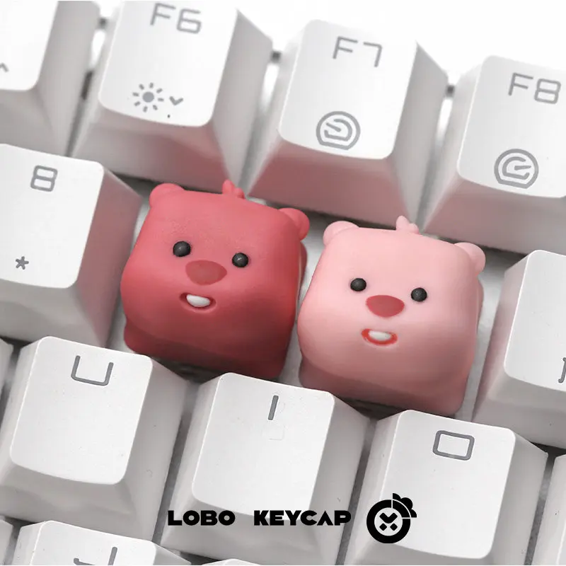 Loopy Artisan Keycap Cute Pink Beaver Cartoon Resin 3D Key Cap for Cherry MX Mechanical Keyboard ESC R4 Wooting Gaming Gift