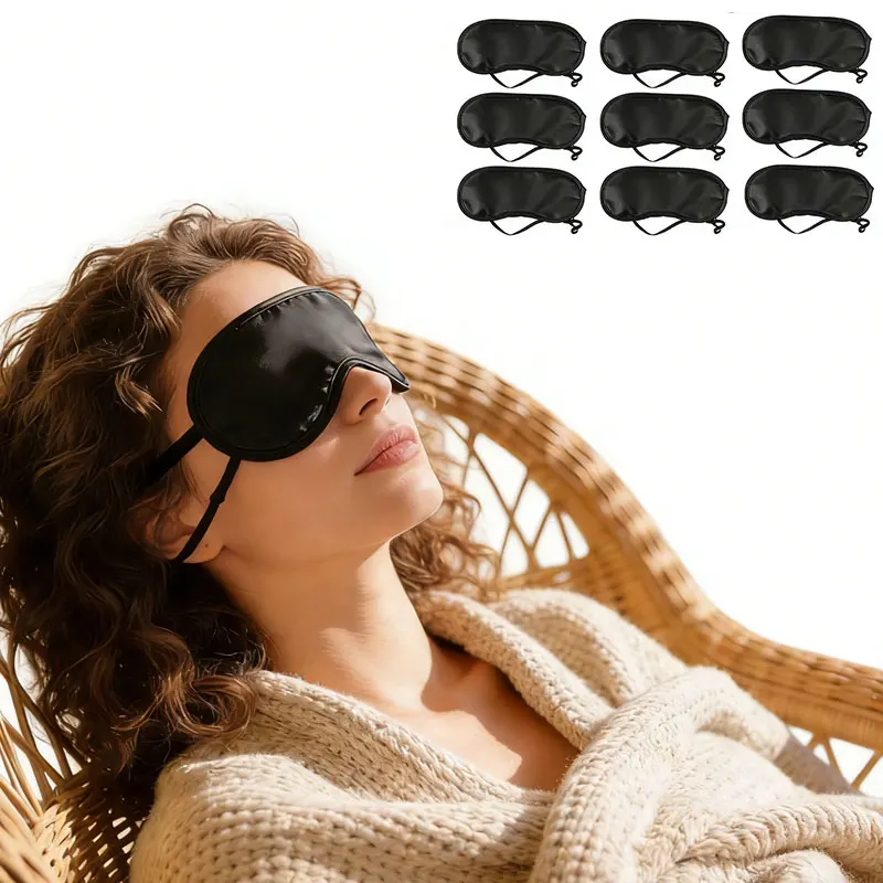 10pcs Hotel Disposable Eye Mask, Airline Travel Sleep Light Blocking Breathable Solid Color Eye Mask