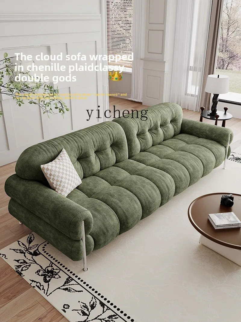 

ZZ medieval chenille sofa living room retro green high toffee fabric sofa