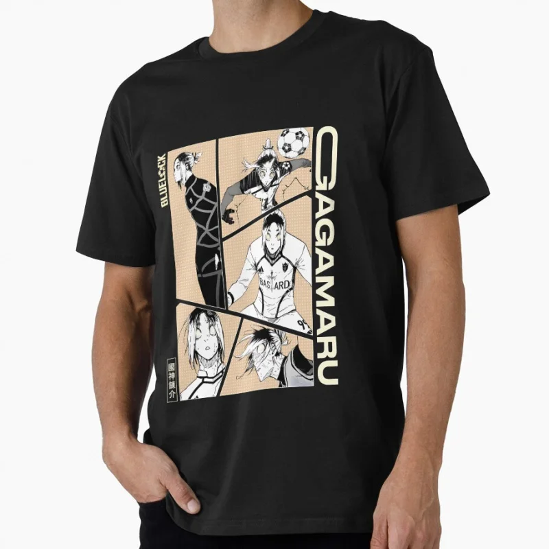 

Gin Gagamaru Art 80s Japan Football Manga Blue Lock Anime t shirt for Soccer sports Large size Tops 100% cotton print tee