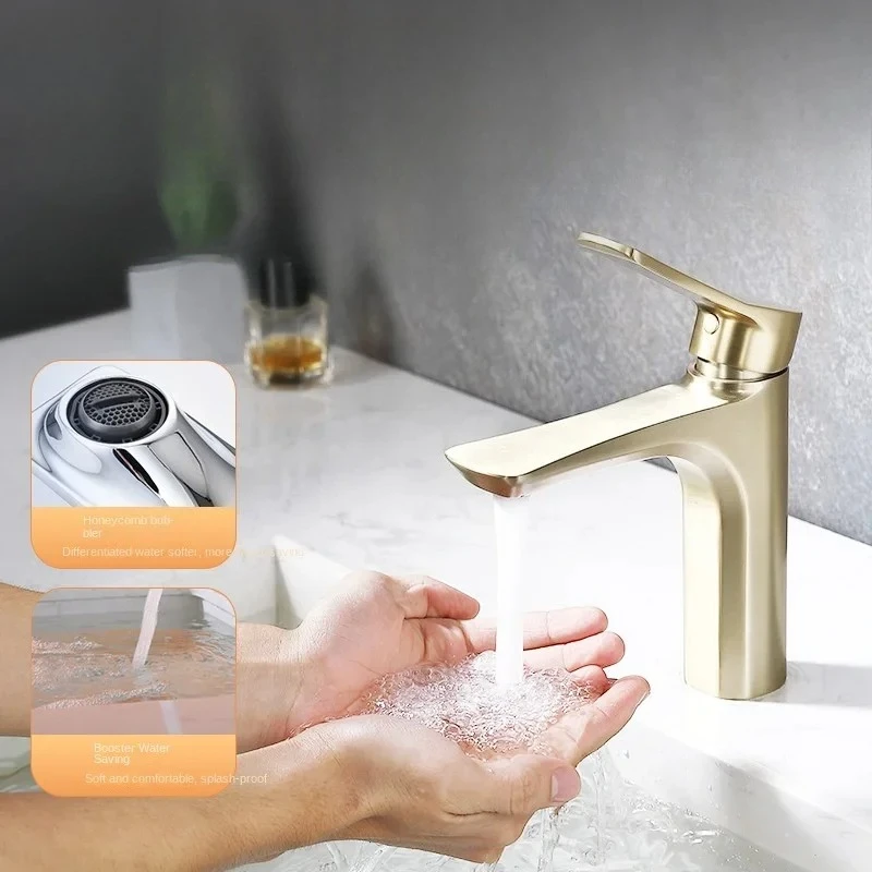 

Copper Alloy Hot & Cold Faucet for Bathroom Washbasin Mouthwash Basin