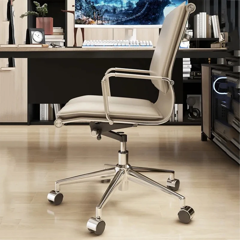 Comfort Adjust Desk Chair Backrest PU Leather Computer Bedroom Office Chair Vanity Work Meeting Cadeira Office Furniture