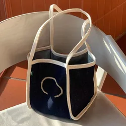 Denim Canvas Bucket Bag Women's Handbag Square Messenger Bags Large Capacity Shoulder Bag All-match Women Fashion Shopping Bag