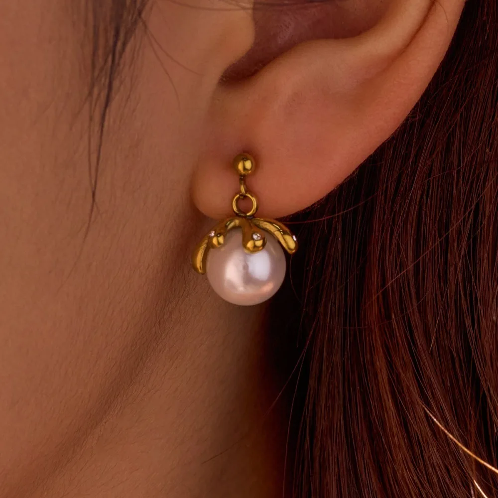 

2Pc Stainless Steel Pearl Pendant Earrings for Women, High-End Luxury Jewelry, Suitable for Banquets and Anniversaries