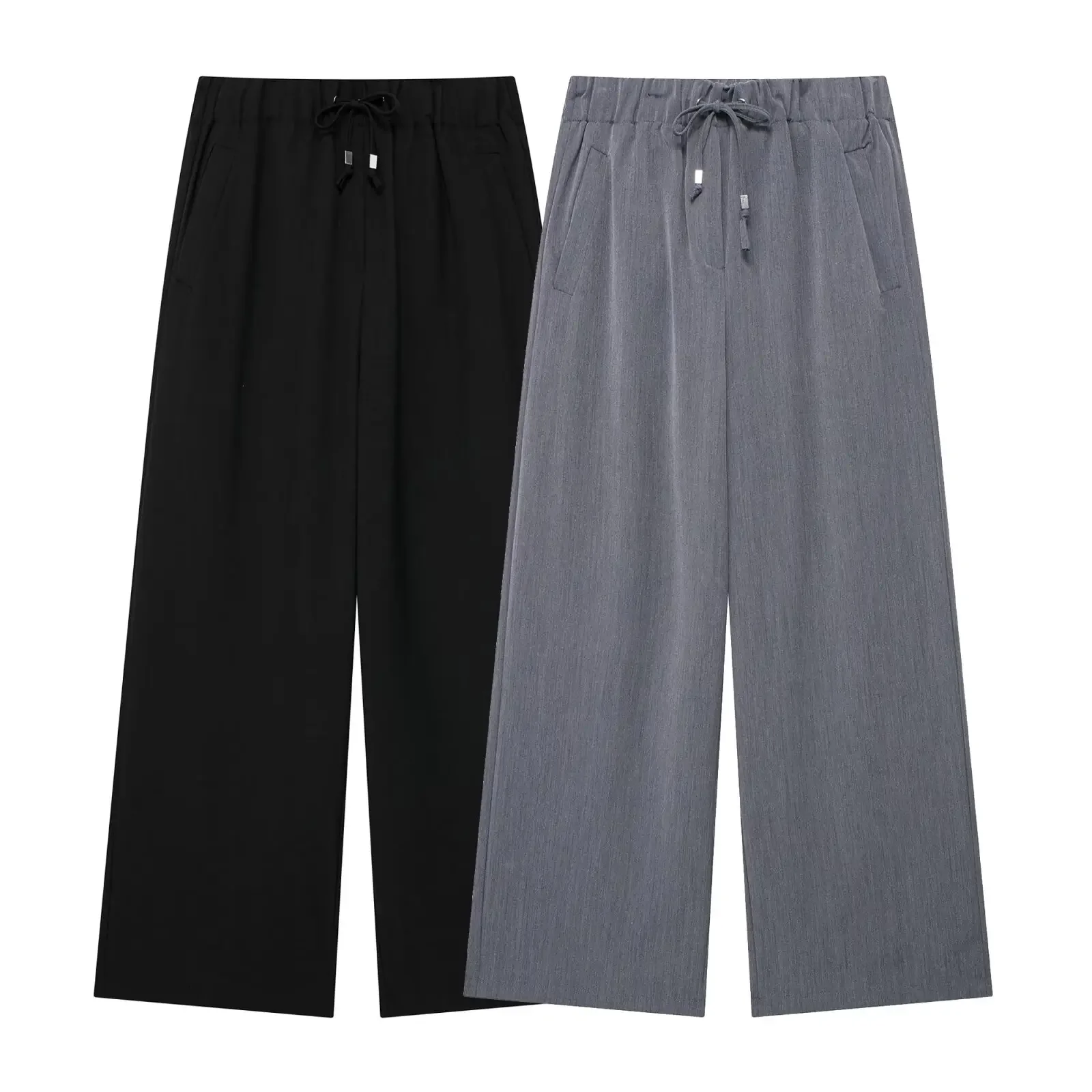 Pantalones ajustados de pierna ancha para Mujer, pantalón holgado con bolsillo lateral, cintura elástica, estilo Retro, 2024