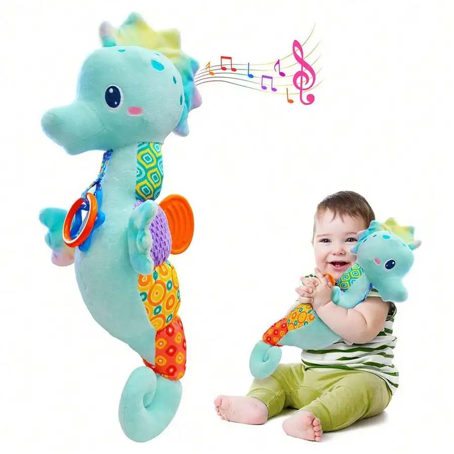 

Baby Musical Stuffed Animal Toy for 0-6 Months, Soft Plush with Bright Colors, Crinkle Paper & Rattles