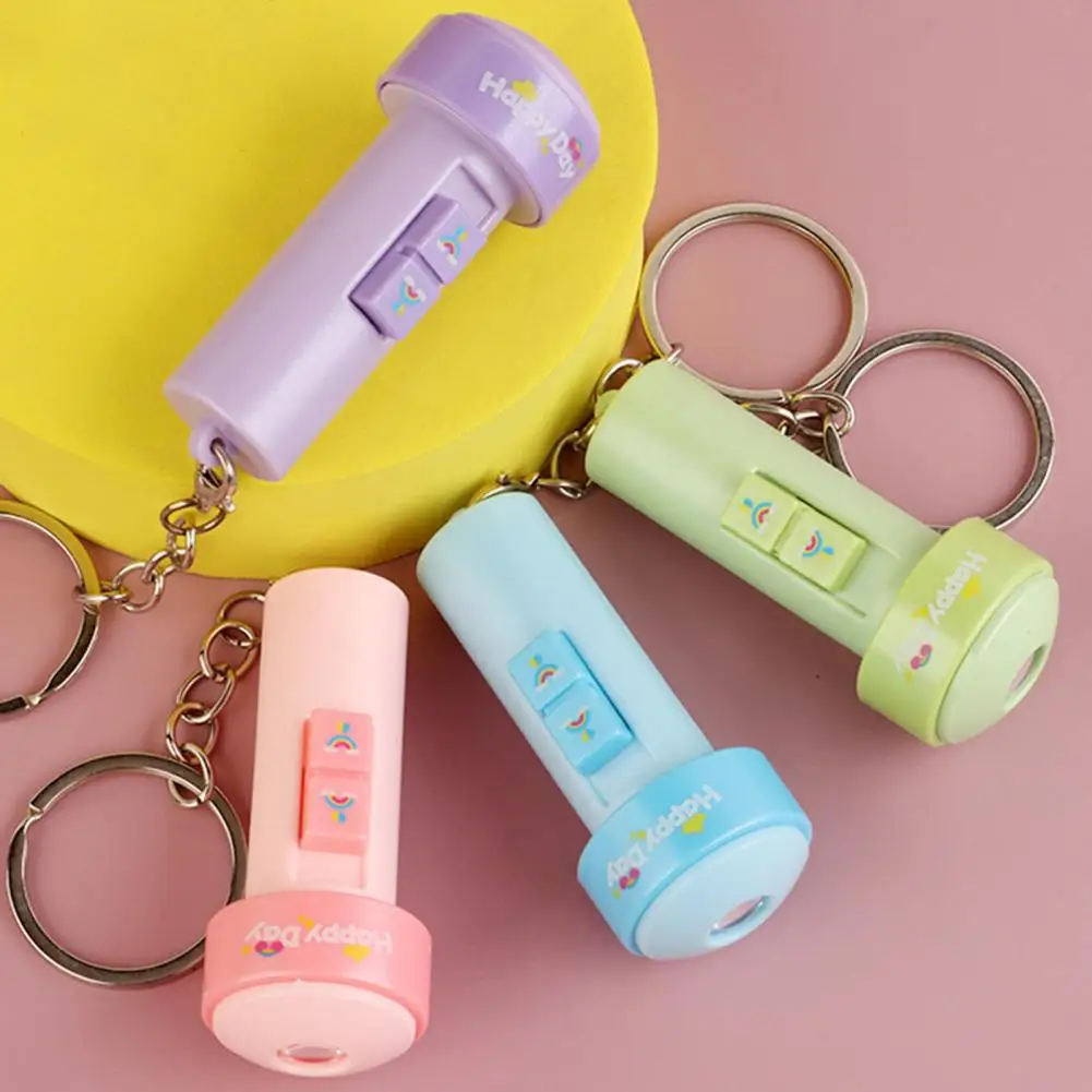 Mini Flashlight Keychain Cute Toy Flashlight Small Portable Flashlights for Kids Candy Colors Cat Toy Portable Keychain Gift