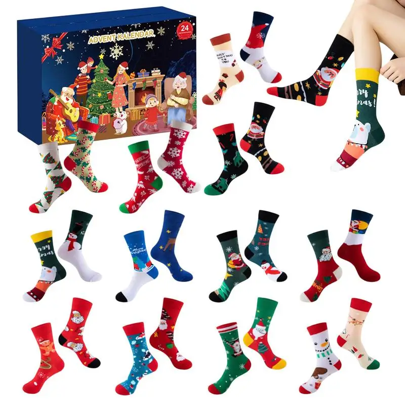 Socks Advent Calendars Socks Countdown Calendars Advent Calendars Christmas Socks Cotton Christmas Supplies For Teenagers & Men