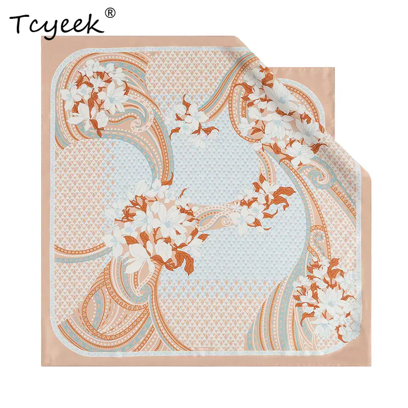 

Tcyeek, 14MM 100%Mulberry Slik Elegant Kerchief, 63cm Women French Printed, Gifts Original Design Scarf, 2024 Autumn A46269QC