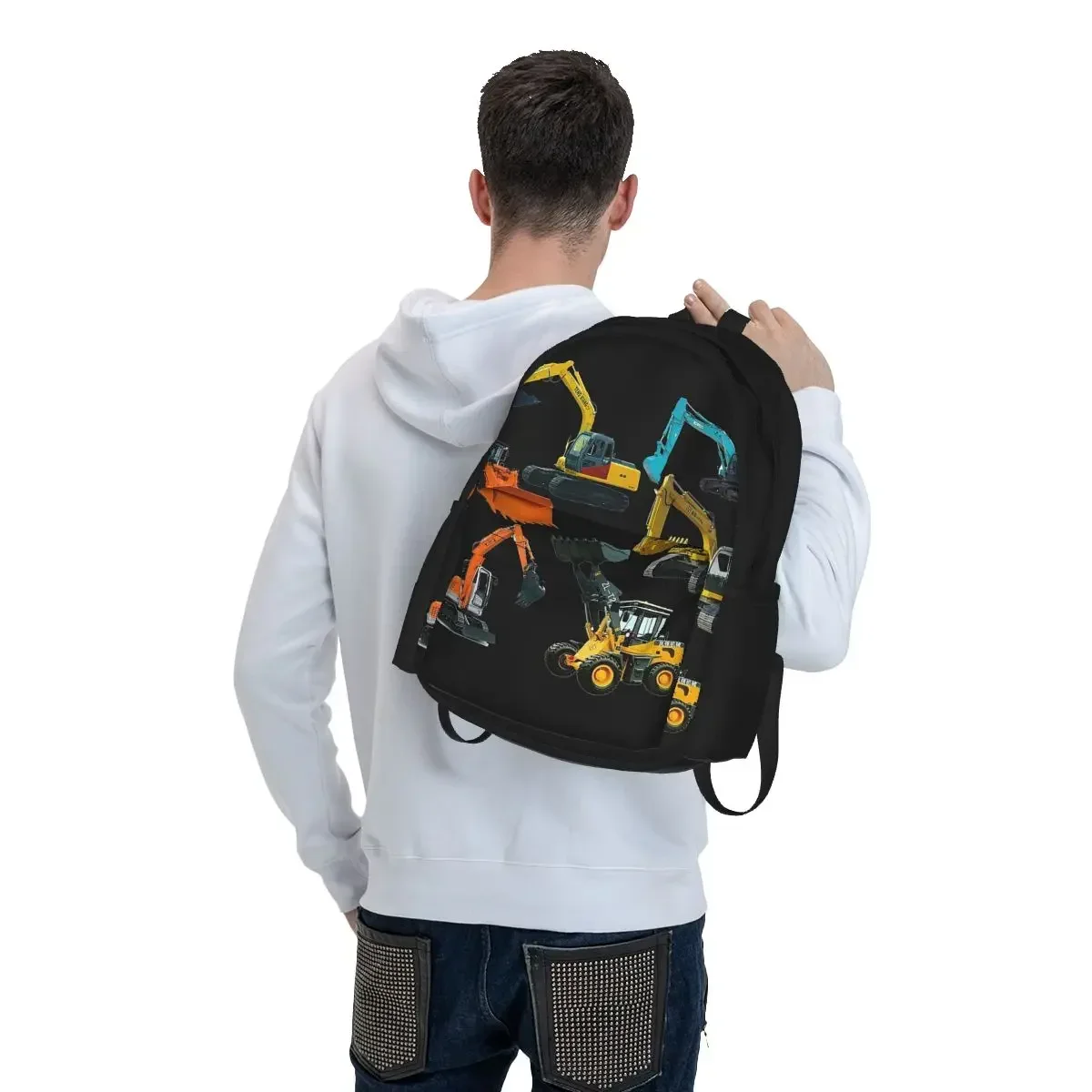 Construction Truck Excavator Backpacks Bookbag Children School Bags Rucksack Travel Rucksack Shoulder Bag Large Capacity