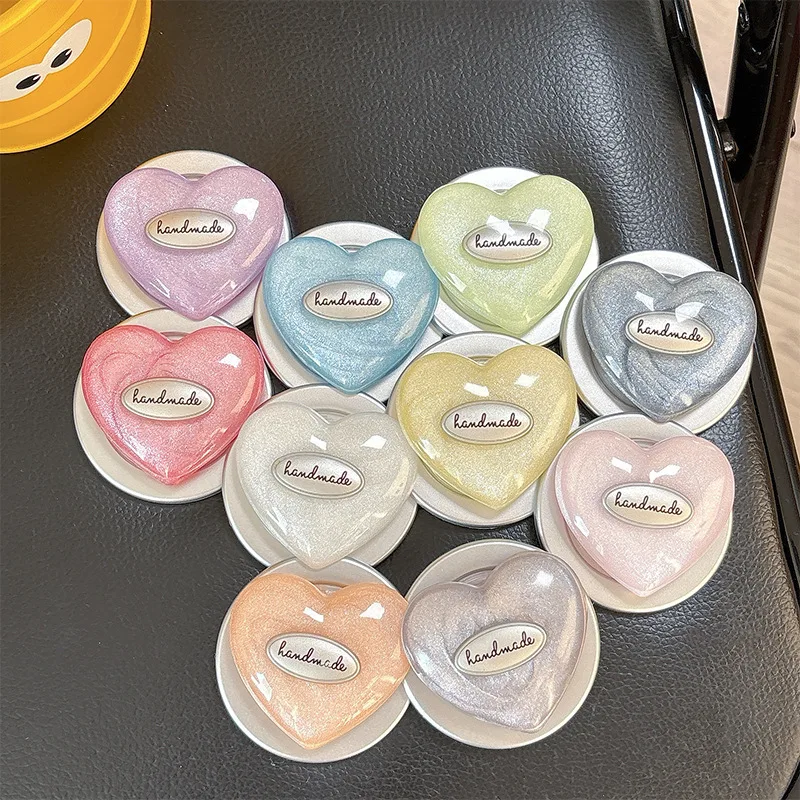 

Love Heart Shaped Magnetic Mobile Phone Grip Holder Flash Pink Airbag Desktop Stand Support Bracket Finger Socket Cell Decor