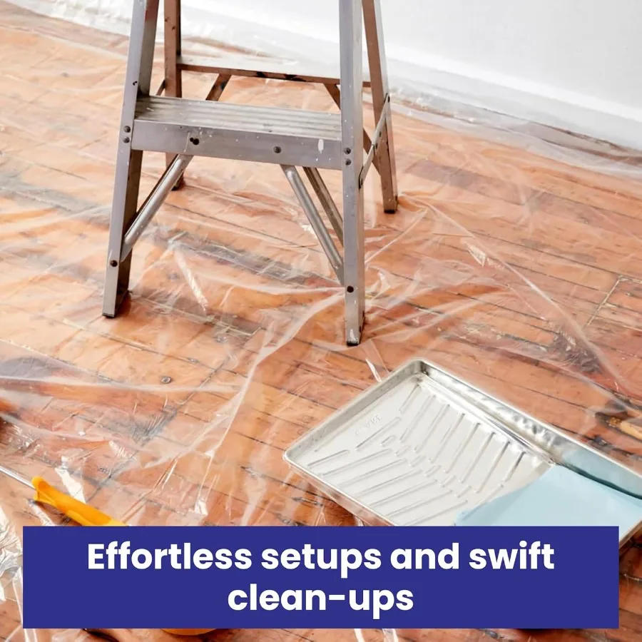 Clear Plastic Drop Cloth for Painting Renovations and DIY Projects Water Dustproof Odorless Plastic Sheet with 1mil Thickness D