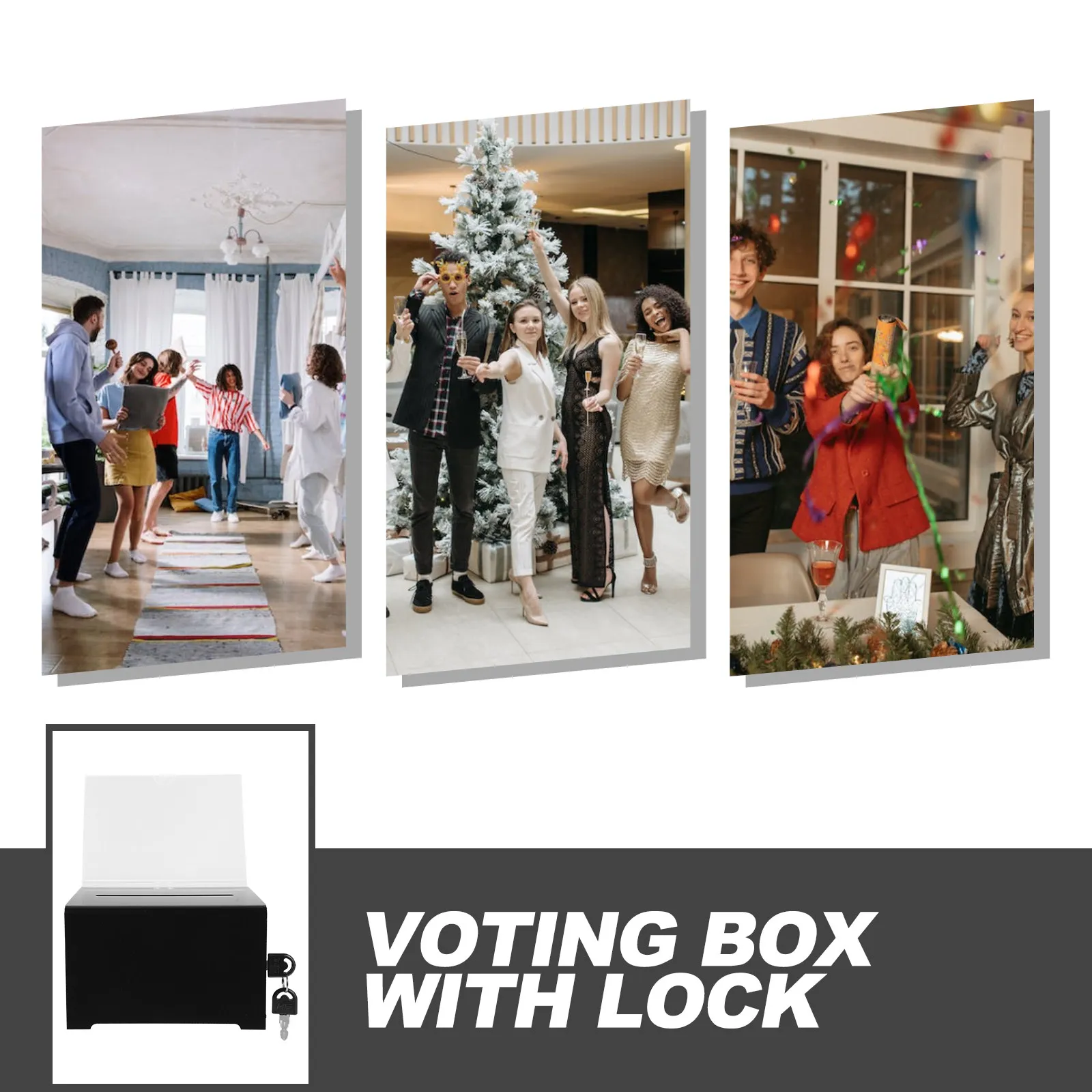 High-Gloss Acrylic Donation Box with Heavy-Duty Lock for Fundraising Suggestion Voting Ballot Public Complaint Box