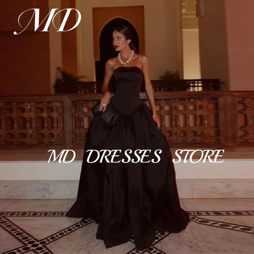 

MD Modern Vintage Black Evening Gown Sleeveless Strapless Satin Special occasion vestidos de fiesta customised Prom Gown 2025