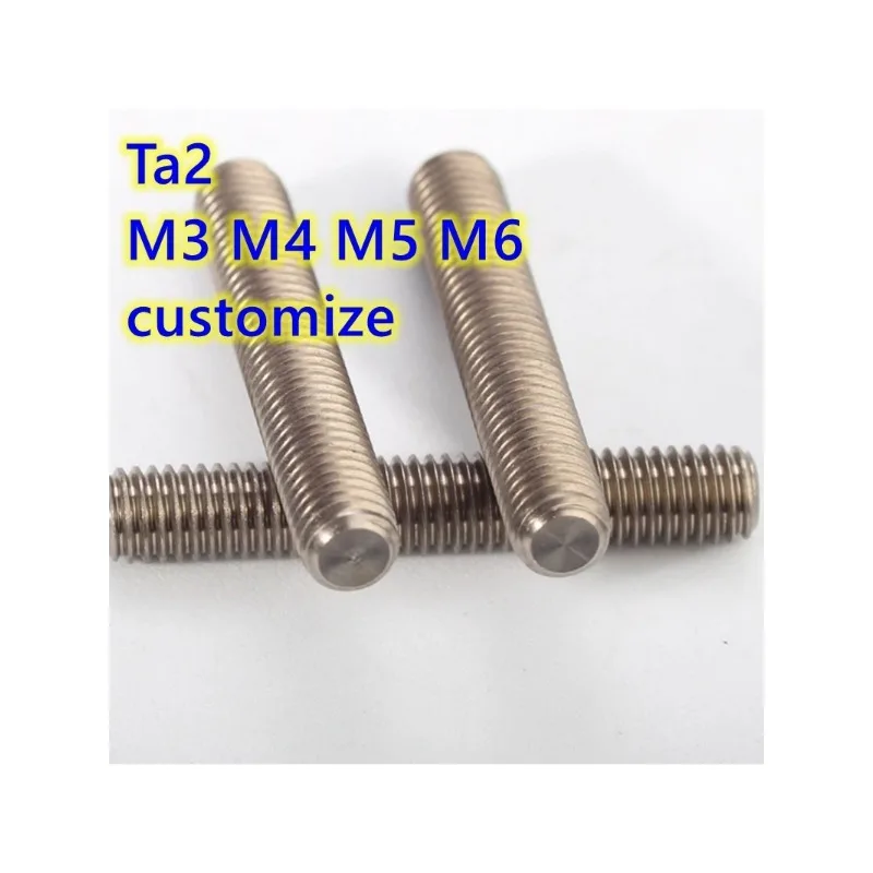 

Ta2 Titanium Bolt M3M4M5M6M8 Metric Full Threaded Bar Studding Rod Not Polished Grade 2 Titanium Screw customize