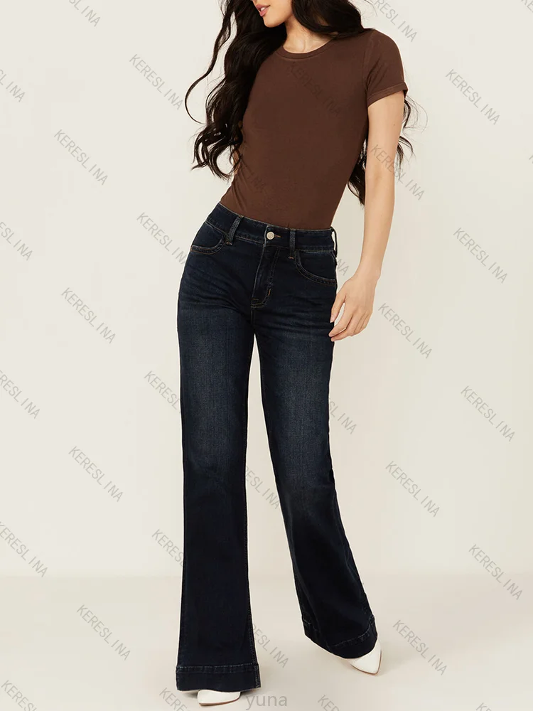 American style vintage women's jeans fashion versatile casual Y2K streetwear emotional girls classic solid color straight jeans
