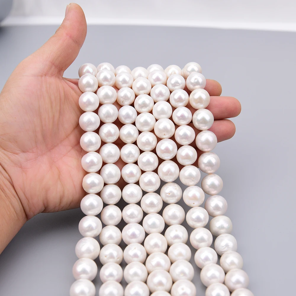 APDGG Big Size 15mm Cultured White Edison Keshi Pearl Round Loose Beads 15.5'' Strands For Jewelry Making DIY view 6