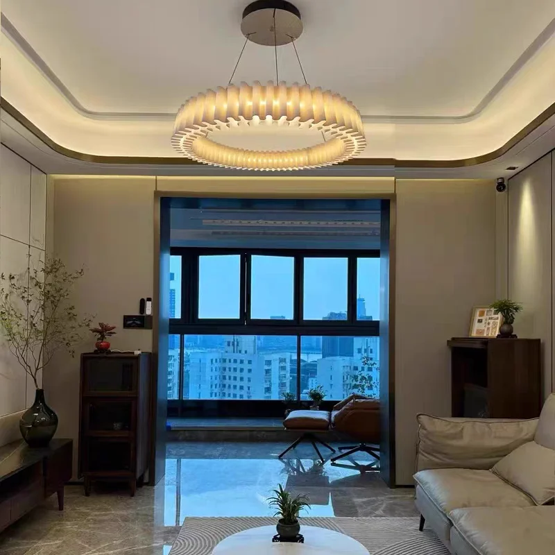 

Chandeliers In Chinese Antique Style High Class Feeling Pendant Light,creative Fabric Round Design,hotel Living Room Lighting